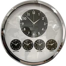 Senka Mey Ithalat® Krom Şık 52 cm Dünya Saati