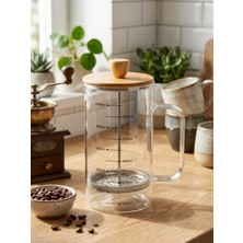 PremiumPort Bambu Kapaklı French Press 1000 Ml, Şık ve Dayanıklı Kahve Demleme Aleti