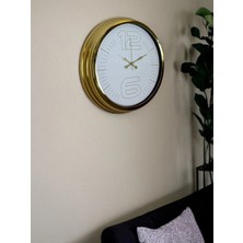 Senka Mey Ithalat® Elegant White Gold 40 cm Metal Duvar Saati