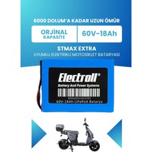 Electroll Stmax Extra Batarya (Standart Kapasite) Lifepo4 60V 18AH Elektrikli Motosiklet Bataryası