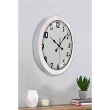 Senka Mey Ithalat® 36 cm Beyaz Metal Standart Duvar Saati