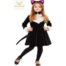 Belle Fusion Mey Ithalat® Kedi Kulak Taç Kuyruk ve Papyon 3 Lü Set Çocuk Boy Fuşya Renk