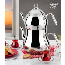 PremiumPort Mega Boy Paslanmaz Çelik Çaydanlık ve Suluk Seti 2l ve 4l Büyük Boy