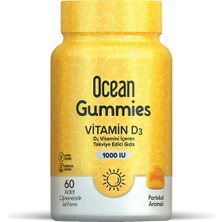 Orzax Ocean Gummies Vitamin D3 1000 IU D3 Vitamini İçeren Takviye Edici Gıda 60 Adet