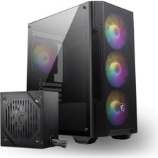 MSI Msı Mag Forge M100A D60 600W 80+ Akrilik Yan Panel 3X120MM 1X120MM Argb Bronze Matx Gamıng Kasa