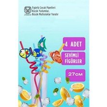 Mey İthalat Mey Ithalat® Spiralli Figürlü Lüks Çocuk Pipet Seti - 27CM Eğlenceli Karakterli 4'lü Özel Seri