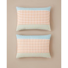 English Home Summer Grid Kolay Ütülenir 2'li Yastık Kılıfı 50x70 cm Turuncu