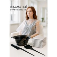 Mey İthalat Mey Ithalat® Saç Boyama Seti 3’lü ve Saç Boya Önlüğü Tarak, Seti Fırça, Boya Kabı ile Profesyonel Uygulama Kolaylığı