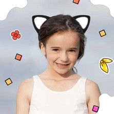 Belle Fusion Mey Ithalat® Kedi Kulak Taç Siyah Içi Beyaz Renk Pofuduk 15X17 cm