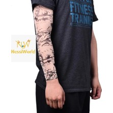 Belle Fusion Mey Ithalat® Giyilebilir Kol Dövmesi Çorap Dövme 3D Baskılı Kol Bacak Dövme 2 Adet Model 25
