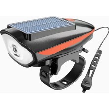 ForteGT Forte Gt Bisiklet Ön Farı 250 Lm Korna 140DB USB Solar Şarjlı Turuncu Xbyc 6163