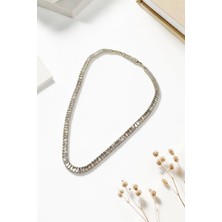 Luna Jewelry Kadın 316 L Çelik Kristal Dalgalar Baget Kesim Su Yolu Kolye