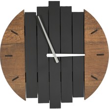 Hobimax Lüx Ahşap Duvar Saati 46x46 cm Koyu Kahverengi 5 Parçalı Dekoratif Tasarım ve Sessiz Mekanizma
