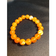 Mryart Turuncu Renk Doğal Akik Taşı 10MM Bileklik Unisex