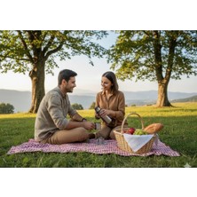 Cbr Melekeli Kargı Sepet No:1 Krem Kahverengi Renkli El Yapımı Dekoratif Sepet 40x32x20 cm