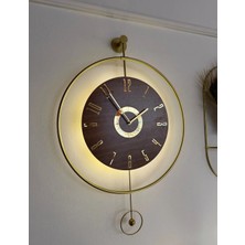 MetaQuartz Aksesuar Ispanyol Orbit Time Büyük Boy (50X75CM )(Quartz Mekanizma)  , Metal Ahşap Duvar Saati