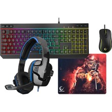 Rampage KM-R57 Seraphic Siyah Klv Sn-R9 Kulkalık 30350 Mousepad Bygamex 4 In 1 Oyuncu Seti