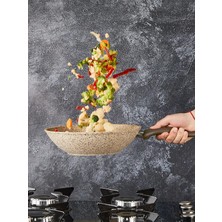 Falez Creamy Granit Wok 28 Cm Tava