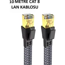 Mey İthalat Mey Ithalat® Cat 8 Lan Kablosu –ethernet Kablosu Örgü Kaplama, Yüksek Hızlı (10 Metre)