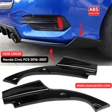 Caralp Honda Civic Fc5 2016-2021 Araca Özel Parlak Siyah Arka Çıkıntılı Flap Kanatlı Arka Ek Abs Plastik Piano Black Arka Tampon Bıçak