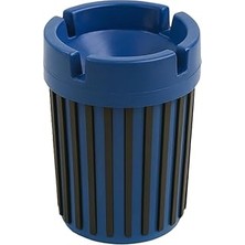 Uravas Store Mavi-Bej-Gri-Sarı Çizgili Küllük – Araç Içi, 12X9 Cm, Kapaklı, Koku Duman Hapseden Tasarım (Mavi