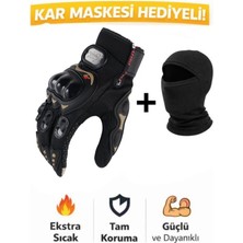 Probiker Korumalı EN13594 Sertifikalı Motosiklet Eldiveni Uzun Hediyeli - Renk: Siyah / BASKILI | Beden: XL