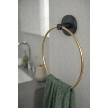 Sas Haus Yapışkanlı Yuvarlak Havluluk Havlu Askısı Altın Siyah S-102