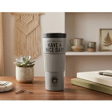 600 ml Have A Nice Day" 600 ml Çift Katmanlı Paslanmaz Çelik Termos Mug