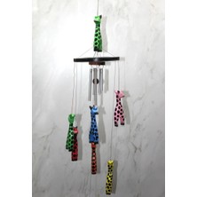 Hobibahçem Ahşap Zürafalı Rüzgar Çanı - 60 cm Dekoratif Melodik Duvar Süsü