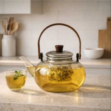 PremiumPort Şeffaf ve Gri Bitki Çayı Demliği, 900 Ml, Şık ve Kullanışlı Tasarım