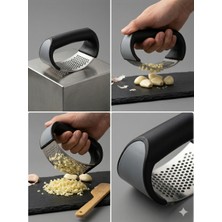 Urve Sallanan Paslanmaz Çelik Sarımsak Ezici - Rende Ergonomik Saplı Sarımsak Kırıcı