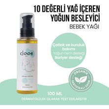 Clooe Organik Sertifikalı Yenidoğan Uyumlu Konak Temizleyici Yağlı His Bırakmayan Hızlı Emilen E Vitaminli Bebek Masaj Yağı ve Banyo Sonrası Bakım Yağı