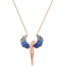 Modahilye Modhilye - 925 Ayar Gümüş Aşk Meleği Sarılan Çiftler Rose Gold Kolye