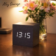 Atay Garage Minimalist LED Dijital Gri Saat – Masaüstü Dekoratif Saat – Sessiz & Modern Tasarım
