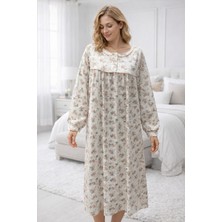 Aysun Tekstil Yüzde Yüz Pamuk Çiçekli Empirme Gecelik(Mevsimlik)