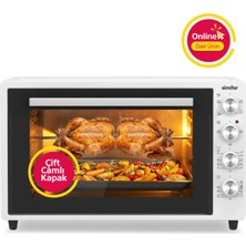Simfer 7062 Beyaz 70 Lt Turbo Fan Piliç Çevirme Mini/midi Fırın - Multi Fonksiyon, Yoğurt Yapma, Buz Çözme & Çift Cam