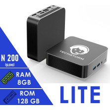 Techstorm Twister Lite  Intel N200 Işlemci  8 GB Ram 128 GB Depolama Freedos Mini Masaüstü Bilgisayar