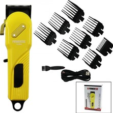 Marsilyan Saç - Sakal Kesme Traş Makinesi  Sarı - Siyah Gövde - USB Şarjlı Göstergeli - Tarak Ayar Mandallı PRO-TR-3000 (K95)