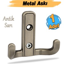 Badem10 Aytuğ Askı 1 Adet Antik Sarı Renk Dolap Askılık Duvar Askılığı Vestiyer Mutfak Elbise Kıyafet Askı