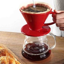 PremiumPort Kırmızı V60 Filtre Kahve Demleme Seti, Keyifli Kahve Deneyimi Için Ideal