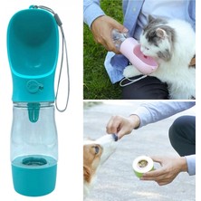 Marsilyan Taşınabilir Mama Hazneli Evcil Hayvan Suluğu Seyahat Kabı Kilitlenebilen Su Sızdırmaz 380ML (K95)