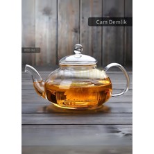 PremiumPort 800 ml Cam Demlik, Isıya Dayanıklı Çay ve Bitki Çayı Demliği