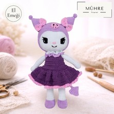 Mühre El Emeği Kuromi Bebek Hediyelik %100 Pamuklu Organik Amigurumi Örgü