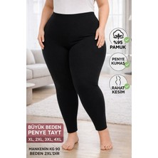 Medament Büyük Beden Ağlı Penye Tayt (Extra Büyük Beden) Rahat Kalıp, Yüksek Bel