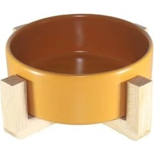 Calperia Ahşap Stand ve Seramik Kase ile Kedi Mama Kabı, Minimalist Tasarım