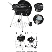 Binbirreyon Mangal Büyük Boy Kömürlü Küre Kapaklı Tekerlekli Mangal 56 Cm
