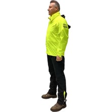 Caretech Ct-Neonpro  Motosiklet Yağmurluk Astarlı Kapüşonlu Reflektörlü Çantalı Su Rüzgar Geçirmez 2x Large