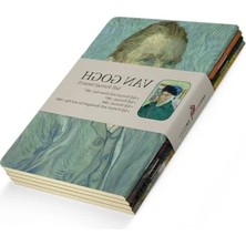Calperia 4'lü Van Gogh Temalı Çizgisiz Defter Seti, A6 Boyut, Esnek Kapak ve Oval Kenar