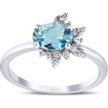 Makdis Pırlanta 0.95 Karat Mavi Topaz Pırlanta Yüzük