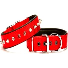 Esranın Dünyası Çivi Desenli Köpek Tasması 3*65 cm Kırmızı